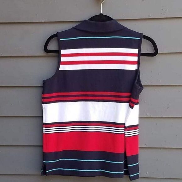 Villager Knit Red/White/Blue Button Down Top Size Medium Like New - Picture 6 of 7